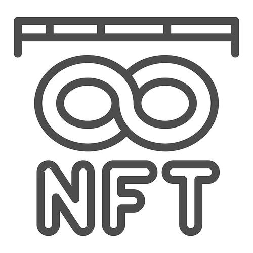 带有nft代币和无限线条的尺子实心图标神经数据集概念矢量图形网络