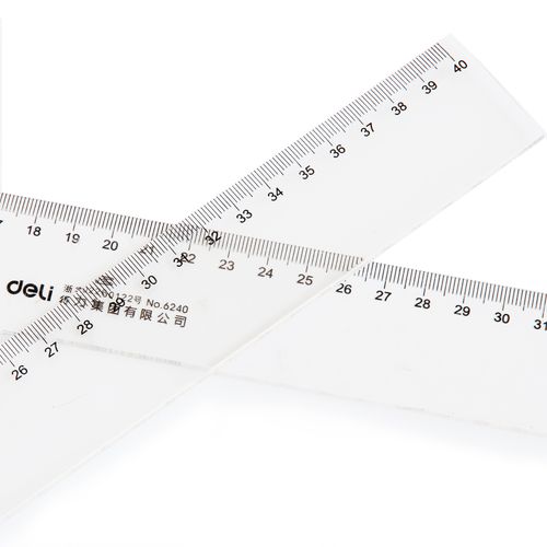 deli 6240 绘图仪尺 40cm刻度直尺 透明有机塑料直尺 优质通用尺子